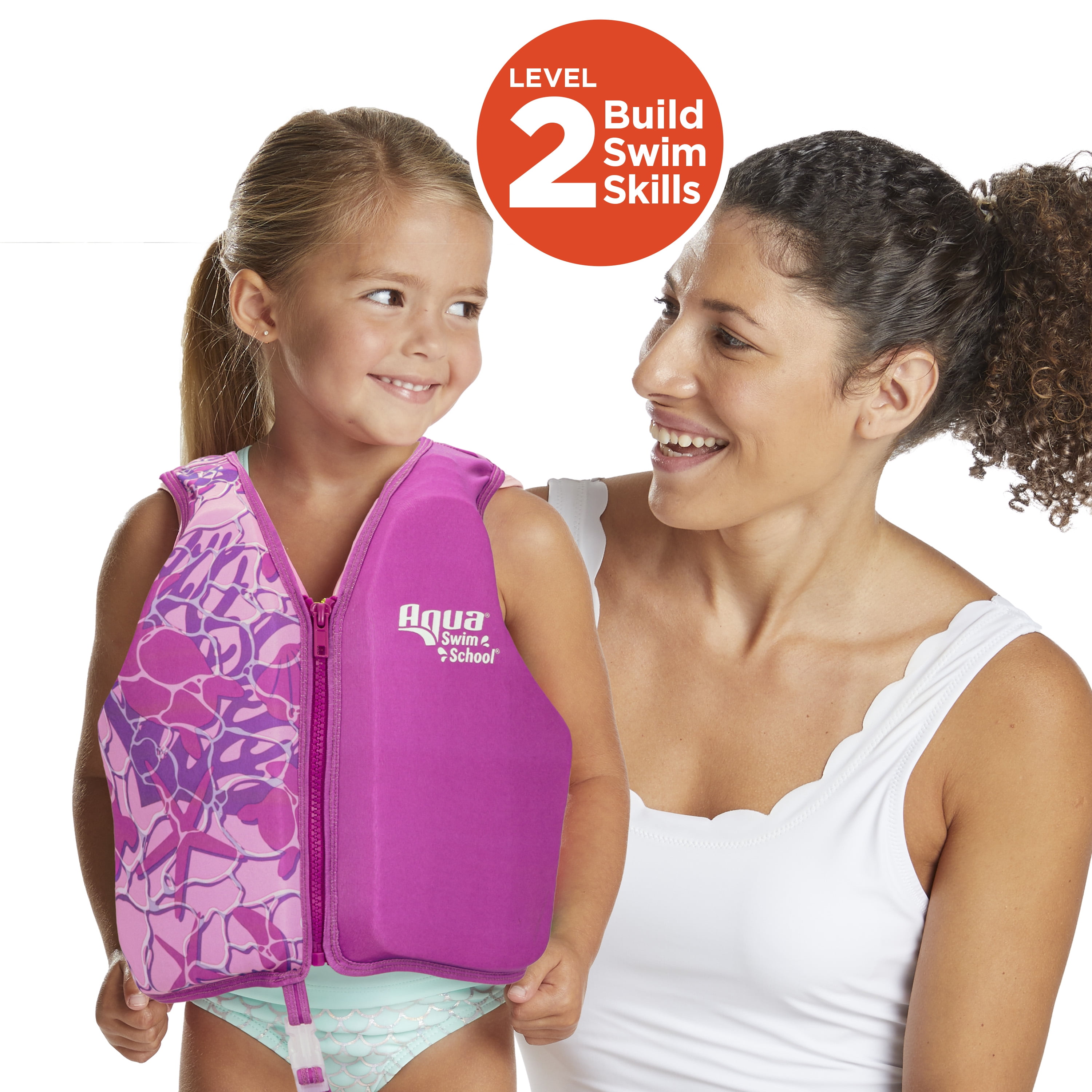 (2 pack) SwimSchool Swim Training Vest, Small/Medium, Ages 2-4 Years, Pink Turtle