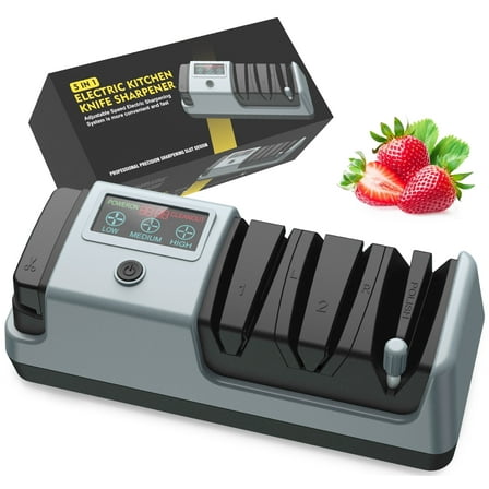 5 in 1 Electric Knife Sharpener- 3 Rotational Speed Adjustable Electric Knife Sharpeners, Suitable for Straight Blade Knives, Serrated Knives, Meat Cleaver Knives, Ceramic Knives&Scissors