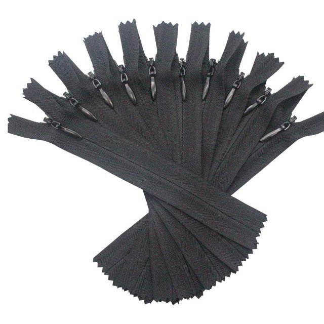 YaHoGa 10 cremalleras invisibles de 9.0 in que ocultan cremalleras para coser prendas de vestir, ropa, almohadas, manualidades (negro 9.0 in)