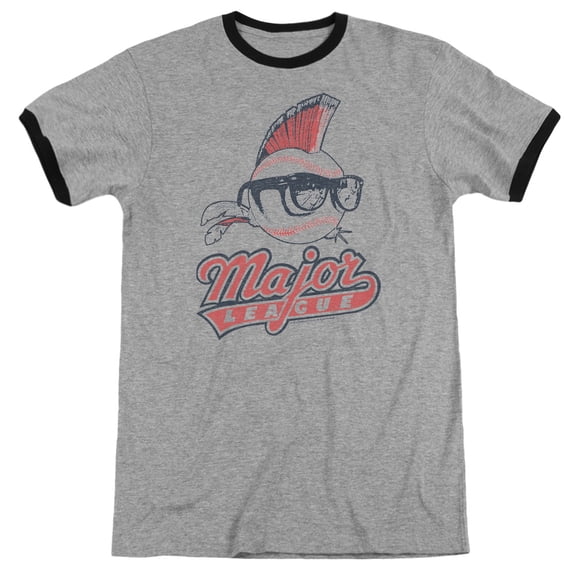 Major League Vintage Logo Adult Ringer T-Shirt Heather Black