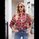 thumbnail image 5 of Camisas Clásicas de Franela A Cuadros con Botones para Mujer, Blusas Informales Extragrandes de Larga para Negocios. Rojo y Caqui XL, 5 of 10