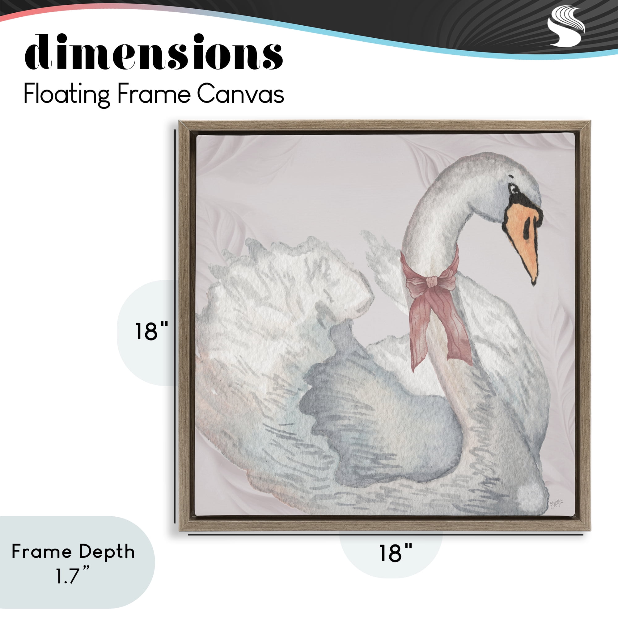 Stupell Industries Subdued Classic Swan Brown Framed Floater Canvas Wall Art, design by Elizabeth Medley