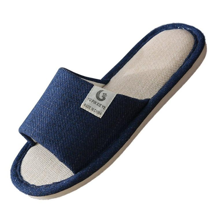 Womens Mens Open Toe House Slippers Arch Support Lightweight Linen