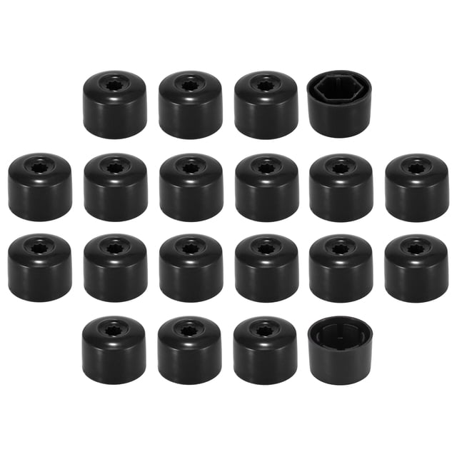 Juego de 20 tapones para tornillos de rueda de coche, color negro, 17 mm