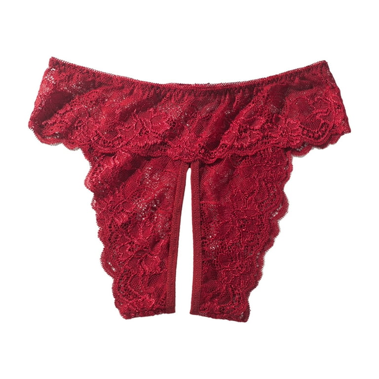 Dyfzdhu Crotchless Panties For Women Lace Thong Low Rise Cotton Underwear  Hollow Out Briefs
