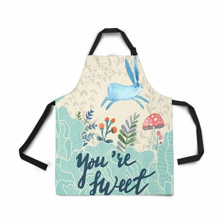 

ASHLEIGH Adjustable Bib Apron for Women Men Girls Chef with Pockets You are Sweet Lovely Rabbit Flower Leaf Mushroom Novelty Kitchen Apron for Cooking Baking Gardening Pet Grooming Cleaning