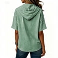 thumbnail image 3 of Fancifize Short Sleeve Hoodies for Women V Neck Striped Button Down Shirts Casual Loose Blouses Summer Hooded Tops, 3 of 5