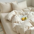 thumbnail image 2 of JOLUSERE Soft Beige White Plaid Comforter Queen Sets, 3 Pieces Breathable Plaid Buffalo Checkered Comforter for All Season, 2 of 8