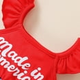 thumbnail image 5 of Franhais Baby Girl  Independence Day Creative Letters Stars and Stripes Pattern Fly-sleeve Jumpsuit Striped Bow Headband, 5 of 9