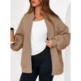 thumbnail image 4 of Women'S Fall Fashion Oversized Sweatshirt Jackets with Zipper Casual Long Sleeve Outerwear Winter Outfits Khaki L, 4 of 9