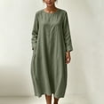 thumbnail image 5 of HAPIMO Women Maxi Dress With Round Neck Loose For Loungewear And Travel Army Green L, 5 of 8