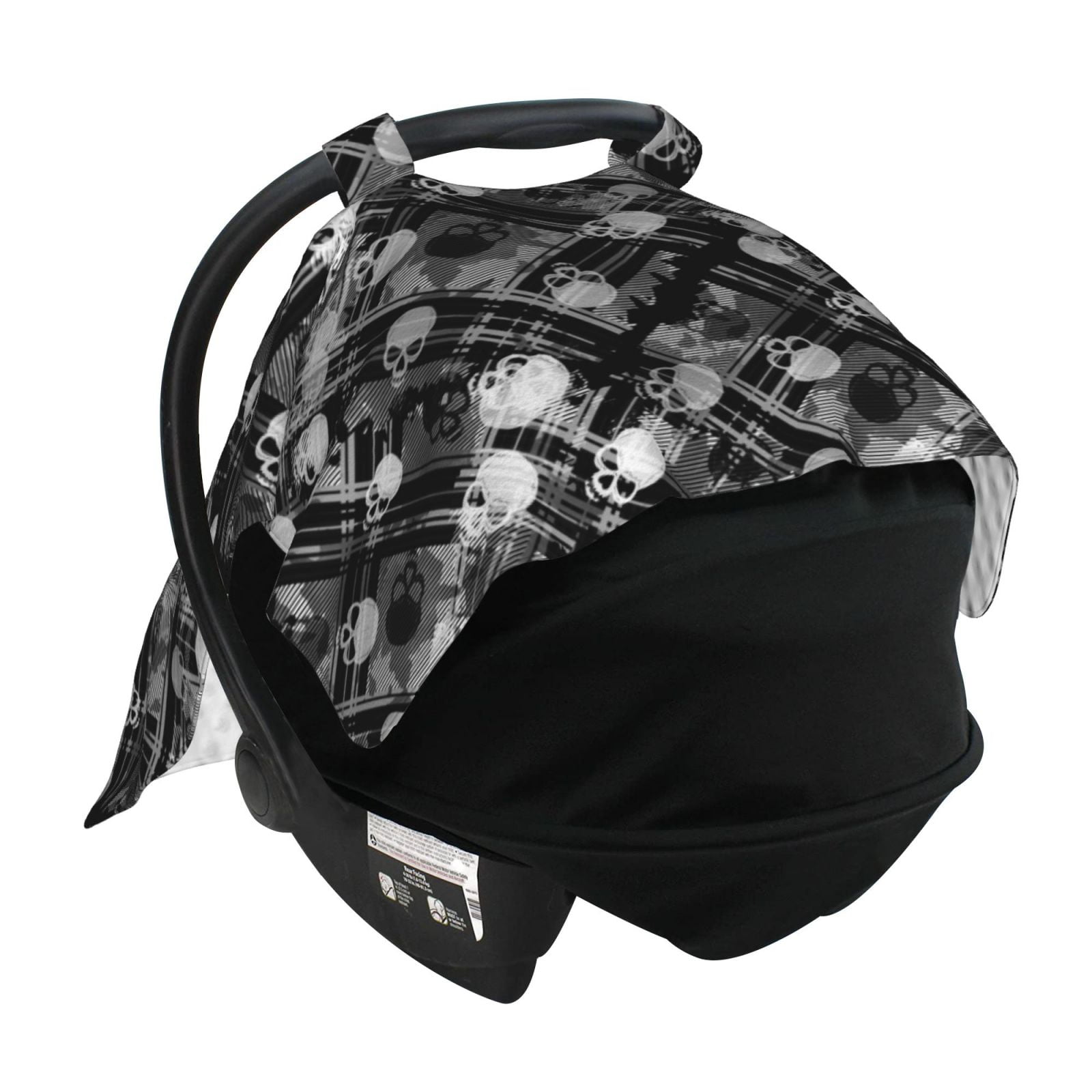 Car Seat Cover Baby - black and white Skulls Breathable Infant Car Seat Cover for Baby Carseat, Lightweight Comfort Baby Essentials Must Haves Newborn Stuff for Girl Boy