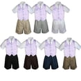 thumbnail image 1 of 4pc Set Boy Toddler Formal Lilac Vest and Necktie Black Navy Khaki Shorts S-4T, 1 of 2