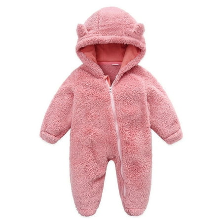

Frostluinai Cute Baby Girls Fleece Footed Jumpsuit Baby Boy Snowsuit New Born Baby Winter Coat Toddler Lined Onesie Pajamas Warm Hooded Romper Pram for Infant