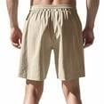 thumbnail image 5 of BLCHUNen Mens Beach Shorts Cotton Linen Lightweight Breathable Drawstring Casual Shorts with Pockets, 5 of 9