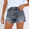thumbnail image 2 of Jean Shorts Womens 2026 Summer High Waist Washed Blue Ripped Distressed Frayed Hem Denim Shorts, 2 of 6