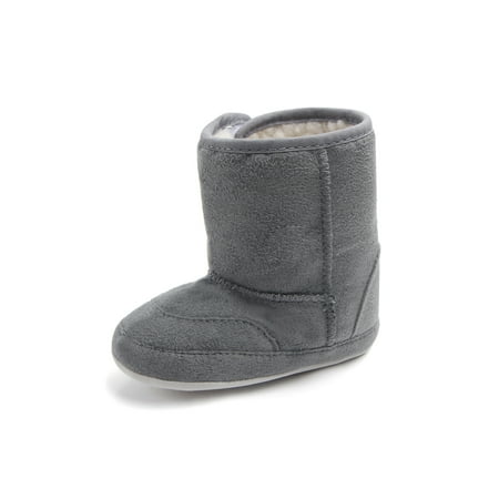 

Kesitin Girls Boys Winter Bootie Round Toe Mid Calf Boot Magic Tape Snow Boots Warm Slip Resistant Comfort Shoes Casual Cotton Lining Crib Booties Gray 4C