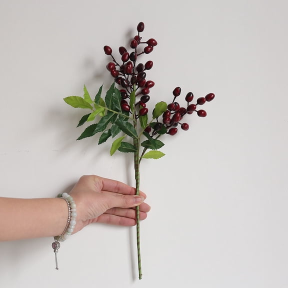 Clearance Under $3 Artificial Berry Olive Branch Artificial Berry Stem Cotton For Farmhouse Kitchen Vase Thanksgiving Table Centerpiece (G) (1Pc)