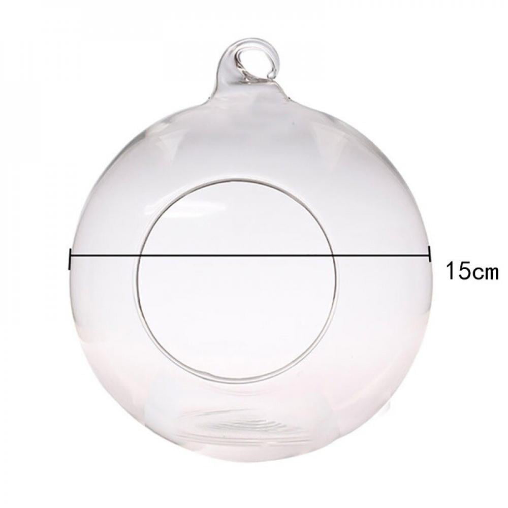 2pcs Hanging Clear Glass Globe Ball Candle Tea Light Holder Air Plant Terrarium 