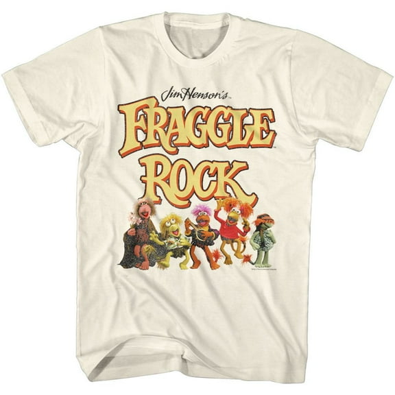 Fraggle Rock Fraggies and Logo Natural Adult T-Shirt