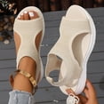 thumbnail image 4 of Flip Flops for Women Boho Flower Slip on Wedge Sandals Casual Summer Platform Orthopedic Walking Shoes Beige Size 6, 4 of 8