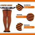 thumbnail image 3 of 1 Set Womens Striped Knee High Socks Long Knitted Arm Warmers Fingerless Gloves for Halloween Costume (Socks+Gloves), 3 of 8