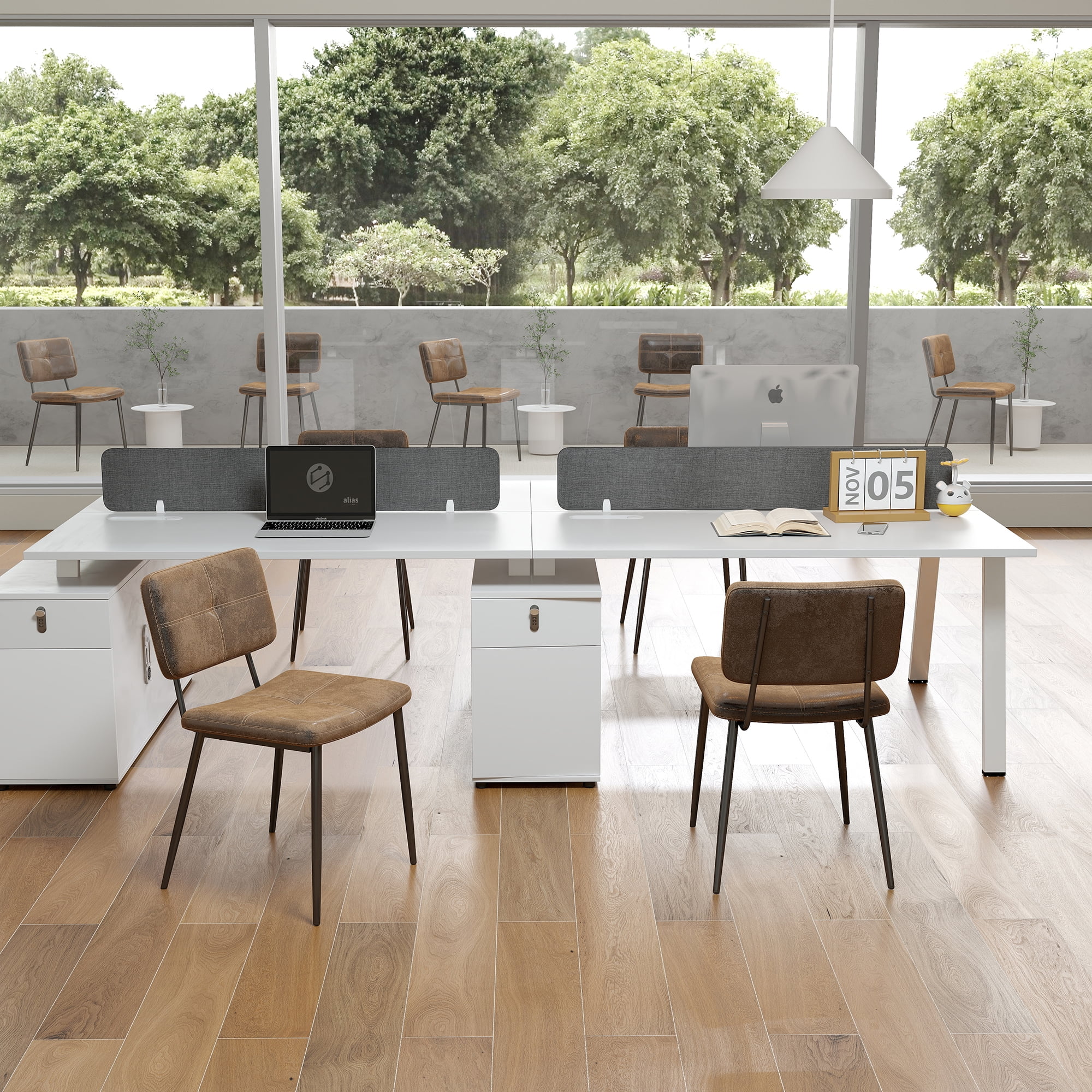 Homy Casa Lot de 4 chaises de bureau avec assise en simili-suède souple, sans accoudoirs, pour le bureau à domicile