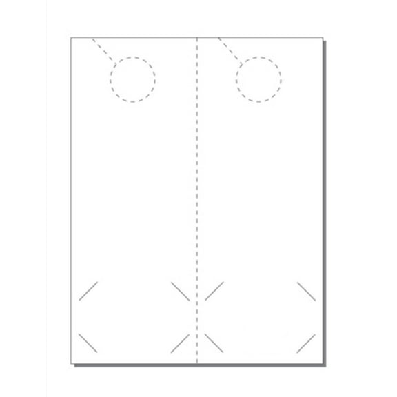 Door Hangers for Business Cards, Print-Ready, 4.25" x 11", 2-UP on 8.5" x 11" White 67-lb Vellum, Perforated for Separation, with 1.5" Holes - 250 Sheets