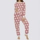 thumbnail image 4 of Conjunto de top y pantalón largo de poliéster con cuello redondo y manga larga para mujer, 4 of 6