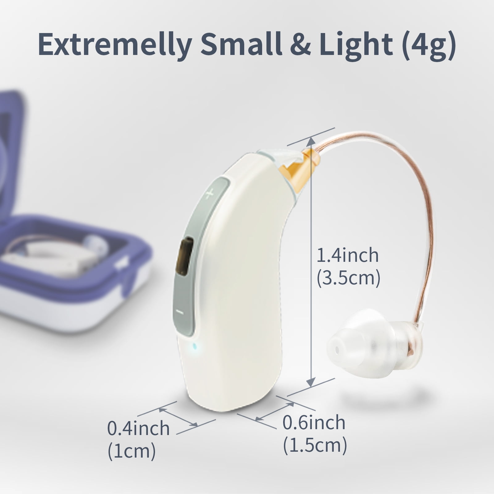 Delmicure Hearing Aids for Seniors, 32-Channel Digital Hearing Aid, 4-Mode, Rechargeable, VHP-1804, White, Pair