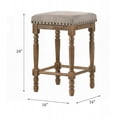 thumbnail image 2 of Set of 2pc Counter Height Stools - Solid Oak with Beige Fabric Seating and Nailhead Trim, 2 of 6
