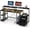 black, variant on Computer Gaming Desk with File Drawers, 63'' Home Office Desk with Power Outlets & LED Light, Printer Space, Monitor Stand, and Storage Shelves, Ideal for Work Game Study