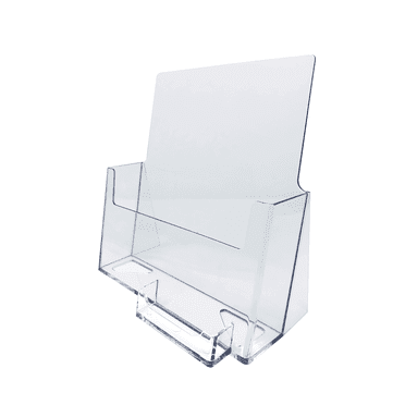 8.75" Wide Booklet Brochure with Business Card Holder - Clear Acrylic Counter-top Organizer (1 item)