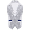 thumbnail image 4 of Moggemol Boys Sequin Dance Vest Party Formal V Neck Shiny Waistcoat 2 Button Adjustable Back Strap Silver 12, 4 of 5