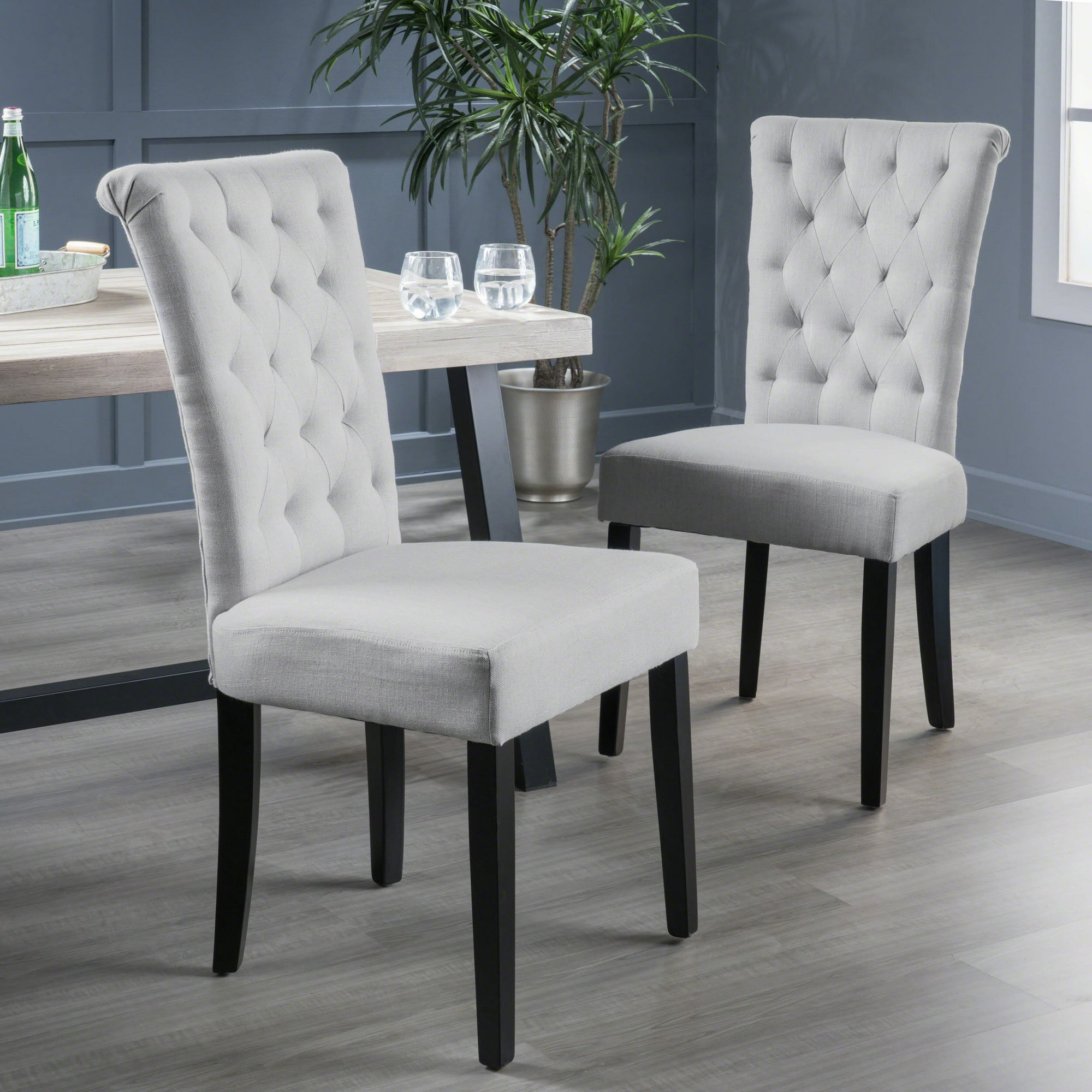 Tufted Dining Chairs Set of 2, Upholstered Fabric Parsons Chairs