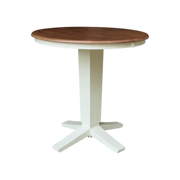 36" Solid Wood Round Top Pedestal Table with 12" Leaf - 36.1"H - Dining Height