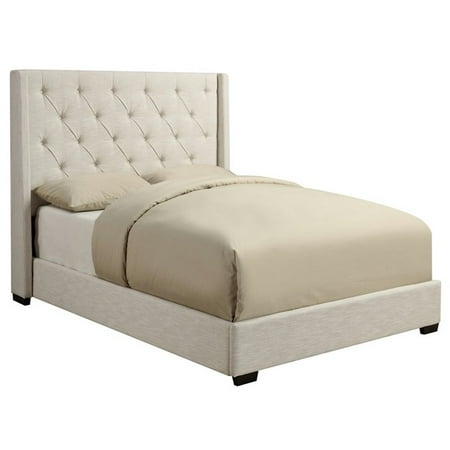 bed contemp shelter upholstered pri queen cream