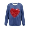 thumbnail image 5 of Itsame Women Long Sleeve Heart T-Shirts Valentine's Sweatshirt Loose Crew Neck Tops Blue Size L, 5 of 5