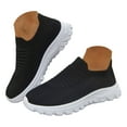 thumbnail image 3 of Walking Shoes Women Casual Lightweight Slip on Loafers Comfy Soft Sole Stretch Knit Mesh Solid Color Sneakers Black Size 9, 3 of 7