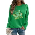 thumbnail image 2 of Uootdi St. Patrick's Day Sweatshirt for Women Crewneck Cute Shamrock Graphic Long Sleeve Shirts for Women Lucky Leaf Irish Shamrock Pullover Shirts Tops Gift, 2 of 5