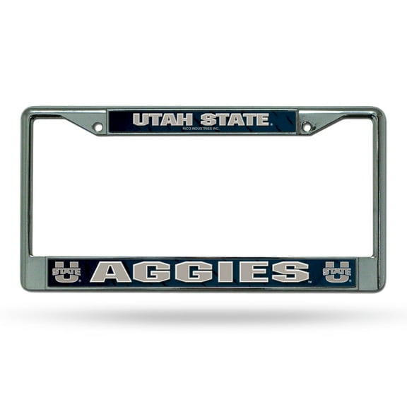 Utah State University - 12" x 6" Standard Size - Chrome Metal License Plate Frame