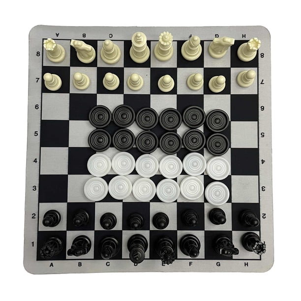 Juego De Ajedrez Y Damas 2 En 1, Juego De Damas Magnéticas Portátiles Con Alfombrilla De Ratón Y Accesorios De Tablero De Ajedrez Para El Hogar, Parque Interior Moyic FN002542-00