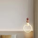 thumbnail image 5 of Circular Bedside Pendant Light, Cream Metal Pendant Lights with White Acrylic Shade, Modern LED Chandeliers, Linear Pendant Lamps for Bedroom, Tri-Col, 5 of 5
