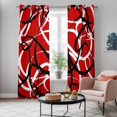 thumbnail image 6 of Kitchen Curtains 84 Inch Length 2 Panels, Red Geometric Grommets Window Treatment Curtain, Modern Abstract Black White Striped Lines Thermal Curtains Drapes for Living Room/Bathroom, 6 of 9