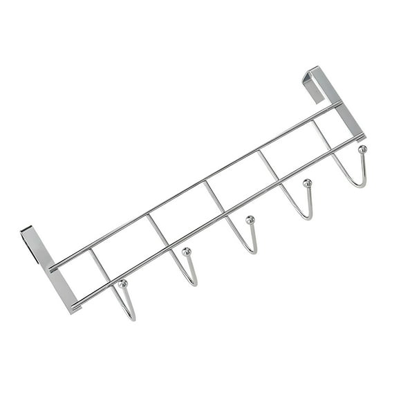 Door Hooks for Hanging Clothes 5-Piece Connected Iron Hook Set 24.5 cm x 10 cm x 5 cm No-Drill Bedside Bunk Bed Kitchen Wardrobe Door Hanger