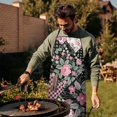 thumbnail image 4 of Pioneer Flower Floral Print Pattern Apron-Garden Aprons for Women with Pockets-Cotton Linen Waterproof Kitchen Cooking Gardening Aprons Adjustable for Kitchen,Cooking,BBQ and Salon 33x27 Inch, 4 of 7