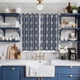 thumbnail image 2 of Blue Pink Geometric Kitchen Curtains 63 Inch Length, Ethnic Boho Modern Abstract Art Grommet Top Bedroom Living Room Curtains, Light Filtering Cafe Curtain Drapes 2 Panels Set 84''x63'', 2 of 9