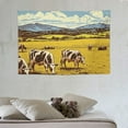 thumbnail image 3 of Creowell  Highland Milk Cow Tapestry Sketch Mountain and Animals Wall Hanging Art Western Farm Animals Wall Blanket for Kids Girls Boys Adult Room Decor Rustic Farmhouse Hangings 60x40 Inch 60x40in, 3 of 7