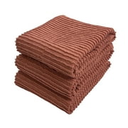 Serafina Home Peach Kitchen Dish Towels: (18" x 28", 3 Pack) 100% Cotton Cloth Soft Cleaning Drying Absorbent Ribbed Terry Loop, Multipurpose (Peach)