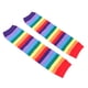 thumbnail image 2 of 2 pares de calcetines hasta la rodilla con estampado colorido de rayas para cosplay, color arcoíris, para disfrazarse, 2 of 7